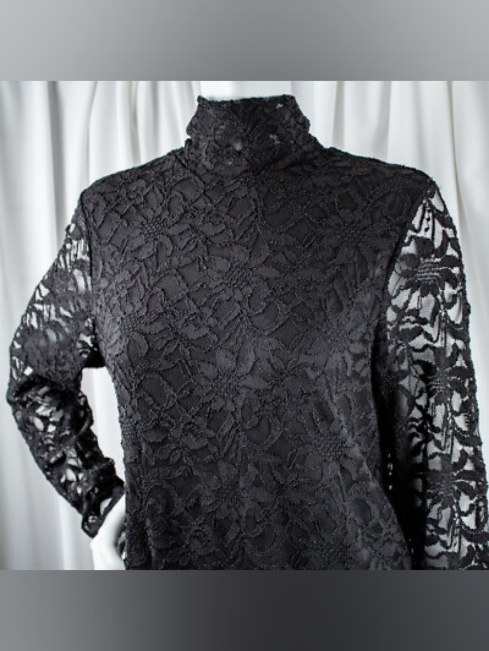Chico's Black Fitted Blouse with Mandarin Collar sz 12
